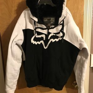 FOX Black & White Zip up Sweatshirt